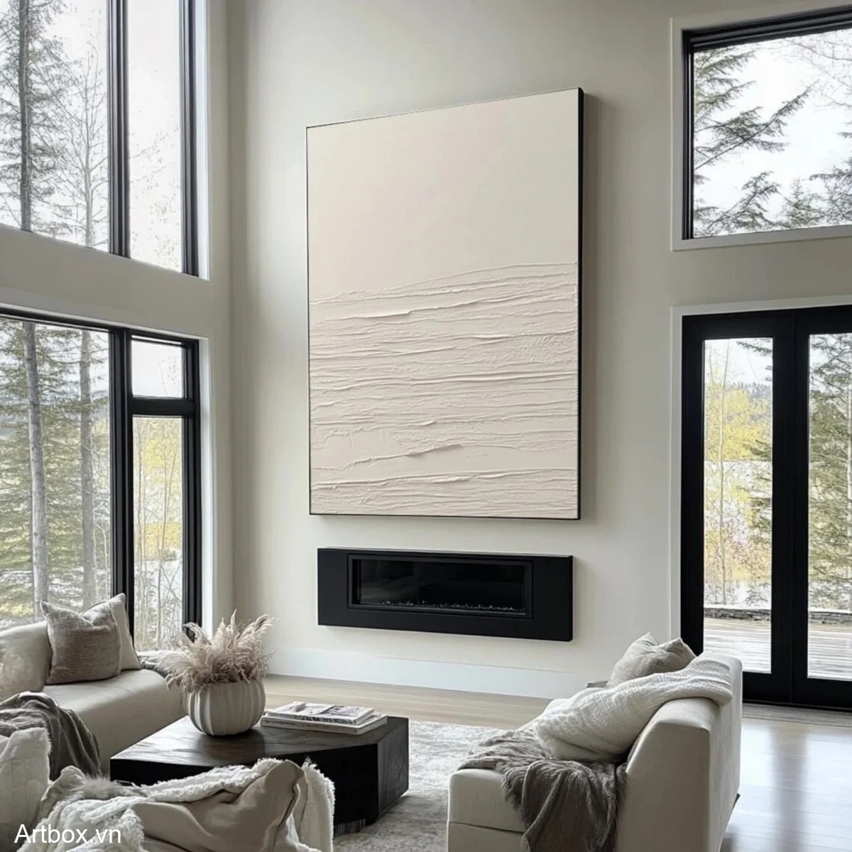 Hòa Quyện Tĩnh Lặng – Tranh Sơn Acrylic Trừu Tượng Minimal / Tối giản Đen trắng Trang Trí Phòng khách, Phòng ngủ – Phong Cách Hiện Đại