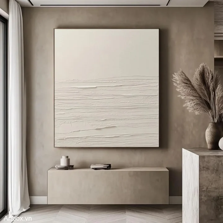 Hòa Quyện Tĩnh Lặng – Tranh Sơn Acrylic Trừu Tượng Minimal / Tối giản Đen trắng Trang Trí Phòng khách, Phòng ngủ – Phong Cách Hiện Đại