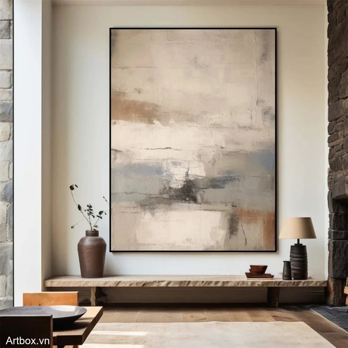 Hòa Quyện Tĩnh Lặng – Tranh Sơn Acrylic Trừu Tượng Trừu tượng Đa sắc Trang Trí Phòng khách, Phòng ngủ – Phong Cách Hiện Đại