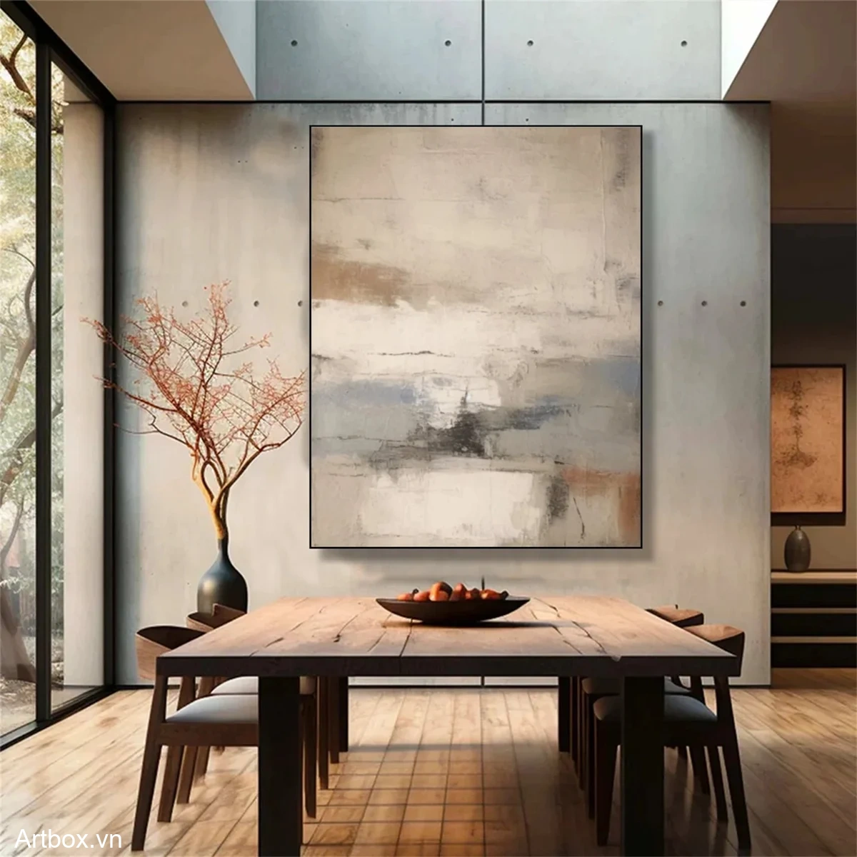 Hòa Quyện Tĩnh Lặng – Tranh Sơn Acrylic Trừu Tượng Trừu tượng Đa sắc Trang Trí Phòng khách, Phòng ngủ – Phong Cách Hiện Đại