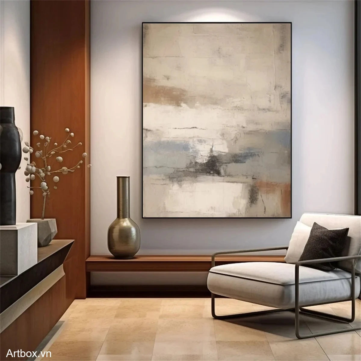 Hòa Quyện Tĩnh Lặng – Tranh Sơn Acrylic Trừu Tượng Trừu tượng Đa sắc Trang Trí Phòng khách, Phòng ngủ – Phong Cách Hiện Đại