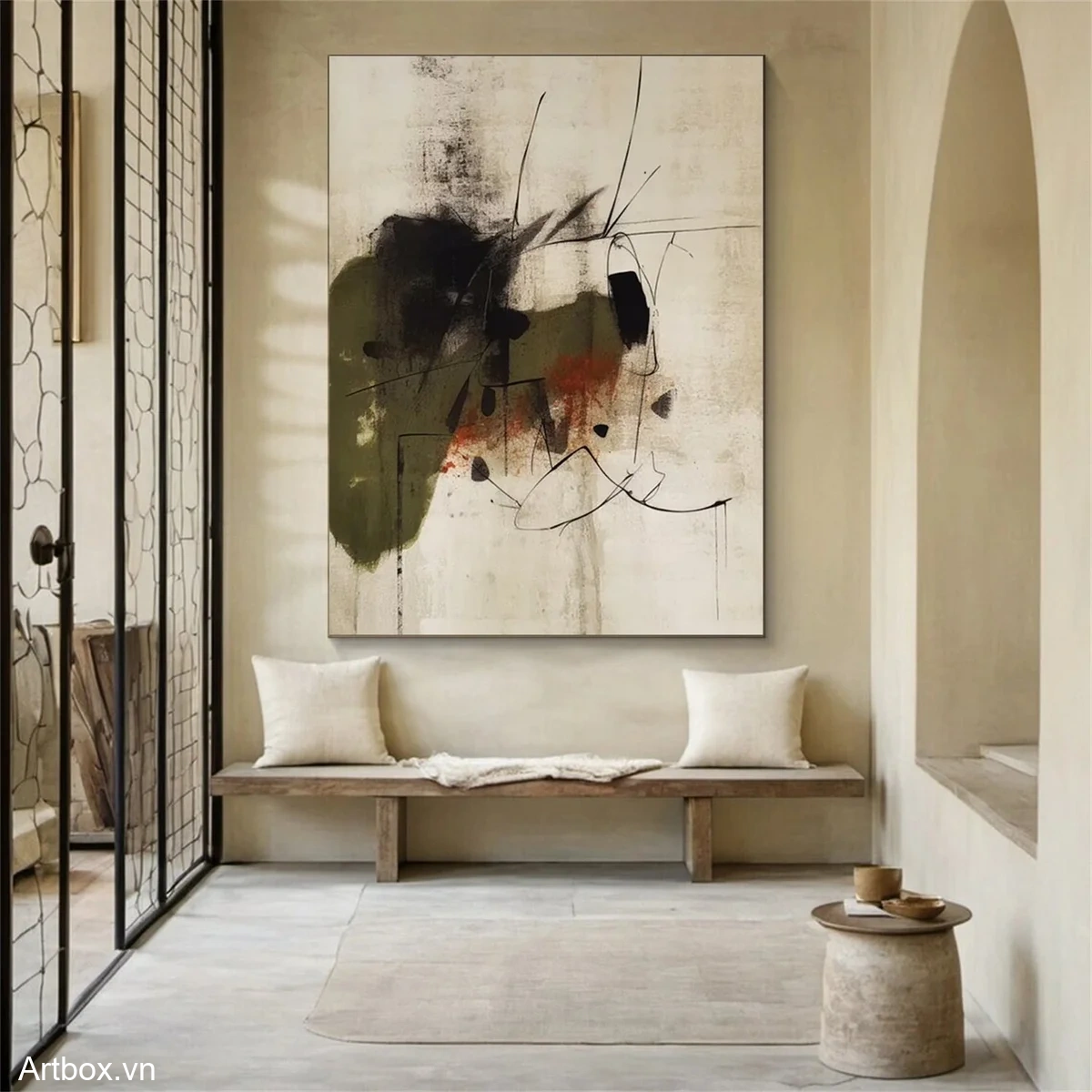 Giai Điệu Tĩnh Lặng – Tranh Sơn Acrylic Trừu Tượng Trừu tượng Đa sắc Trang Trí Phòng khách, Phòng làm việc – Phong Cách Hiện Đại