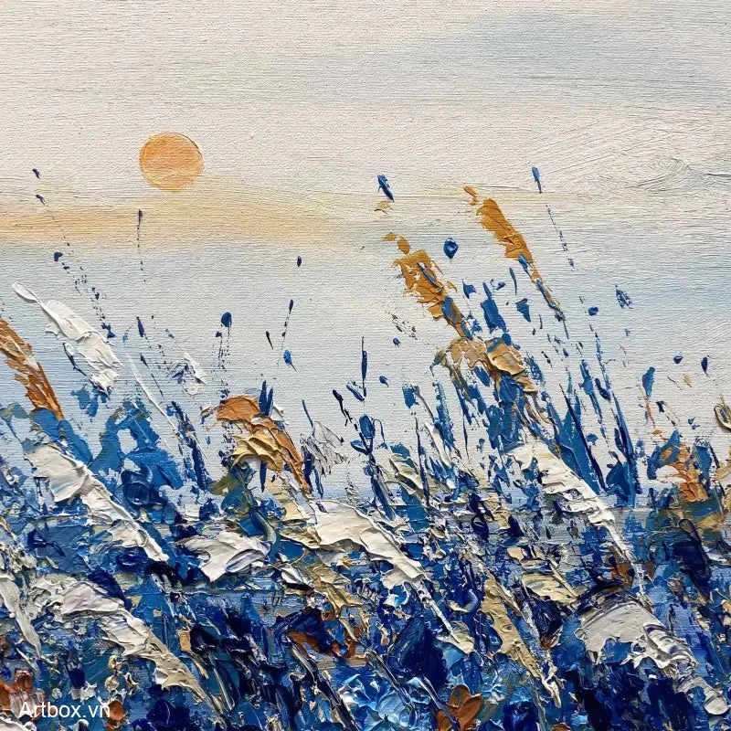 Hòa Quyện Ánh Sáng – Tranh Sơn Acrylic Trừu Tượng Phong cảnh Xanh dương Trang Trí Phòng khách, Phòng ngủ – Phong Cách Hiện Đại