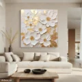 Bản Hòa Ca Của Hoa Trắng – Tranh Sơn Acrylic Trừu Tượng Hoa Đa sắc Trang Trí Phòng khách, Phòng ngủ – Phong Cách Hiện Đại