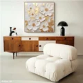 Bản Hòa Ca Của Hoa Trắng – Tranh Sơn Acrylic Trừu Tượng Hoa Đa sắc Trang Trí Phòng khách, Phòng ngủ – Phong Cách Hiện Đại