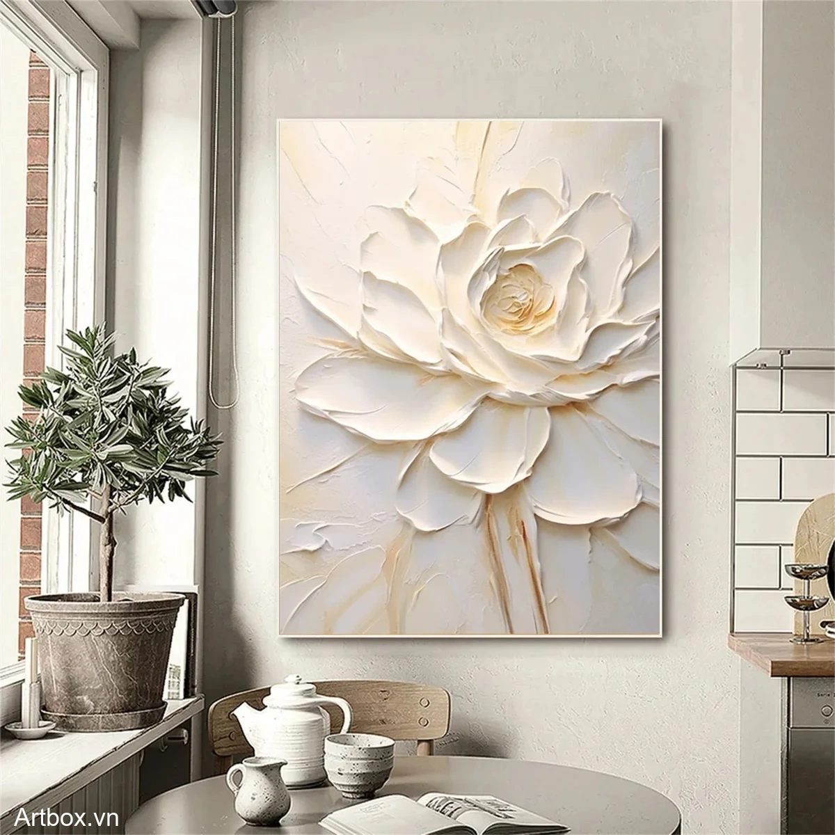 Nét Đẹp Từ Hoa Sen – Tranh Sơn Acrylic Trừu Tượng Hoa Pastel Trang Trí Phòng khách, Phòng ngủ – Phong Cách Hiện Đại