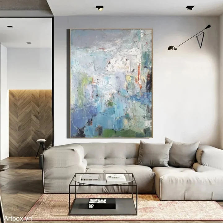 Hòa Quyện Sắc Màu – Tranh Sơn Acrylic Trừu Tượng Trừu tượng Đa sắc Trang Trí Phòng khách, Phòng làm việc – Phong Cách Hiện Đại