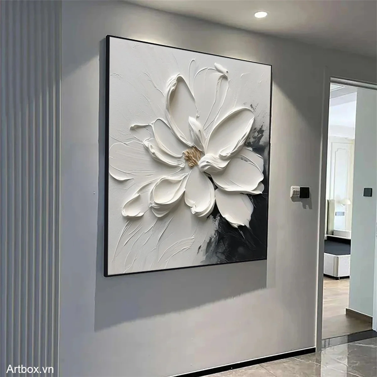 Nét Đẹp Từ Hoa Trắng – Tranh Sơn Acrylic Trừu Tượng Hoa Đa sắc Trang Trí Phòng khách, Phòng ngủ – Phong Cách Hiện Đại