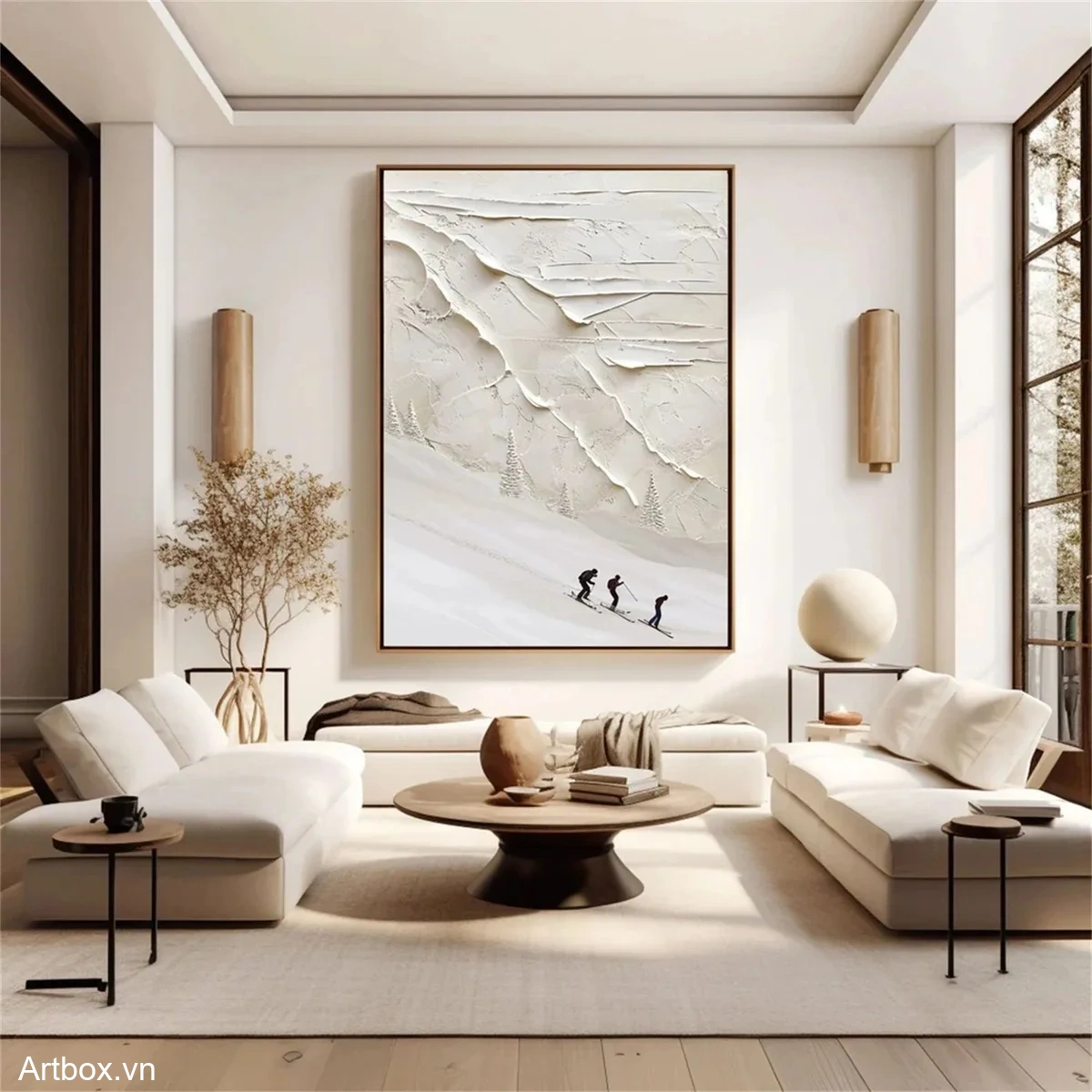 Chuyến Trượt Tuyết Trên Đỉnh Núi – Tranh Sơn Acrylic Trừu Tượng Phong cảnh Đa sắc Trang Trí Phòng khách, Phòng ngủ – Phong Cách Hiện Đại