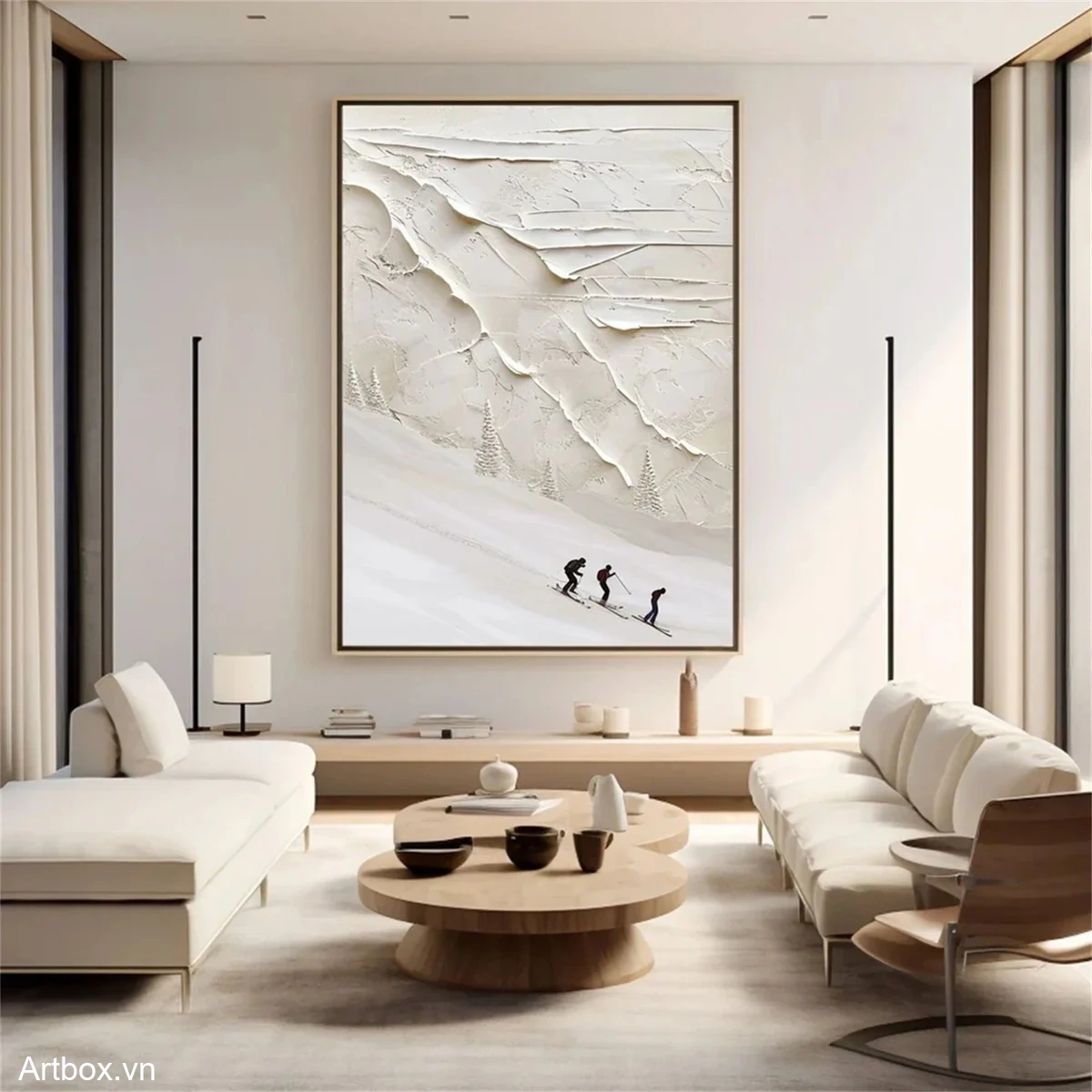 Chuyến Trượt Tuyết Trên Đỉnh Núi – Tranh Sơn Acrylic Trừu Tượng Phong cảnh Đa sắc Trang Trí Phòng khách, Phòng ngủ – Phong Cách Hiện Đại