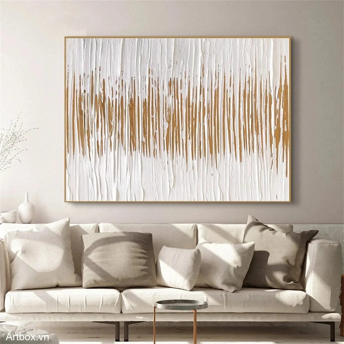 Hơi Thở Của Đất – Tranh Sơn Acrylic Trừu Tượng Trừu tượng Nâu be Trang Trí Phòng khách, Phòng ngủ – Phong Cách Hiện Đại