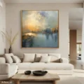 Ánh Sáng Trên Hồ – Tranh Sơn Acrylic Trừu Tượng Phong cảnh Đa sắc Trang Trí Phòng khách, Phòng ngủ – Phong Cách Hiện Đại