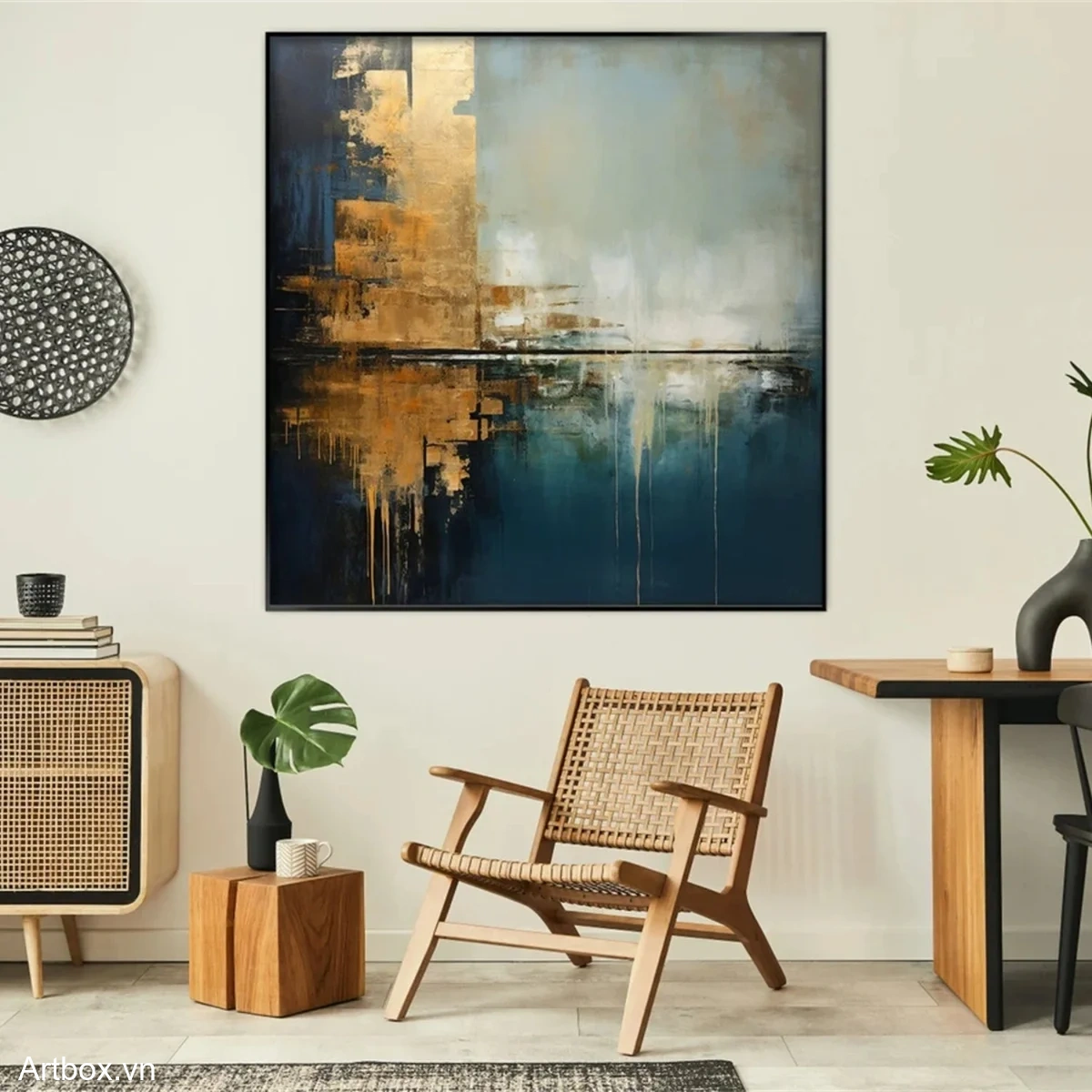 Hòa Quyện Ánh Sáng – Tranh Sơn Acrylic Trừu Tượng Trừu tượng Đa sắc Trang Trí Phòng khách, Phòng làm việc – Phong Cách Hiện Đại