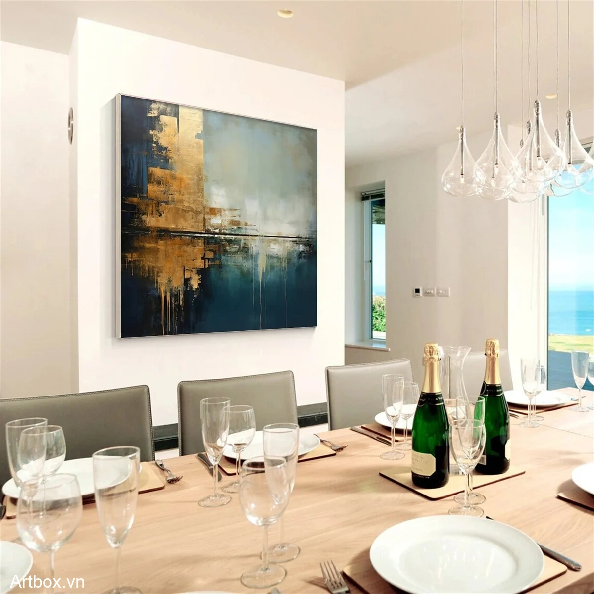 Hòa Quyện Ánh Sáng – Tranh Sơn Acrylic Trừu Tượng Trừu tượng Đa sắc Trang Trí Phòng khách, Phòng làm việc – Phong Cách Hiện Đại