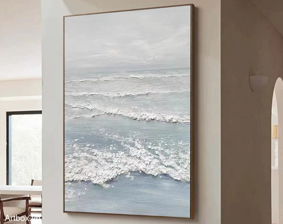 Hơi Thở Biển Cả – Tranh Sơn Acrylic Trừu Tượng Biển Xanh dương Trang Trí Phòng khách, Phòng ngủ – Phong Cách Hiện Đại