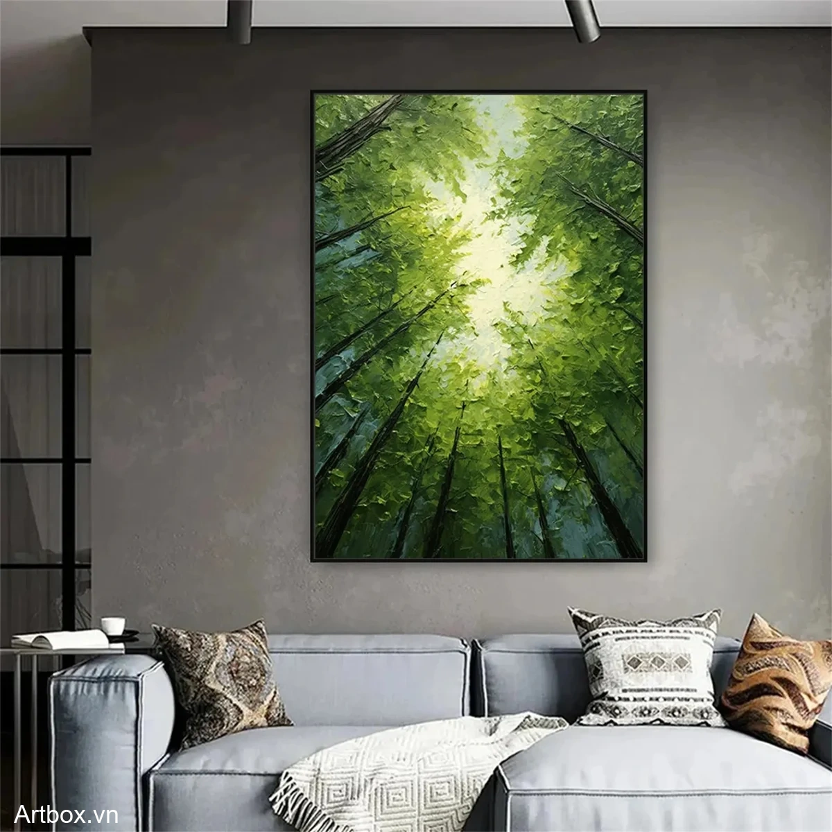 Rừng Xanh Tươi Mát – Tranh Sơn Acrylic Trừu Tượng Cây Xanh lá Trang Trí Phòng khách, Phòng ngủ – Phong Cách Hiện Đại