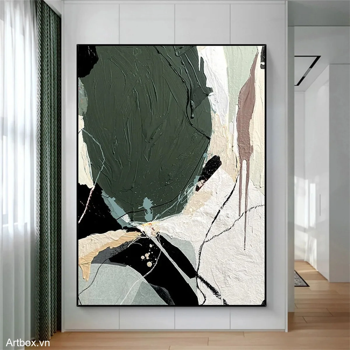 Hòa Quyện Tự Nhiên – Tranh Sơn Acrylic Trừu Tượng Trừu tượng Xanh lá Trang Trí Phòng khách, Phòng làm việc – Phong Cách Hiện Đại Hòa Quyện Tự Nhiên – Tranh Sơn Acrylic Trừu Tượng Trừu tượng Xanh lá Trang Trí Phòng khách, Phòng làm việc – Phong Cách Hiện Đại