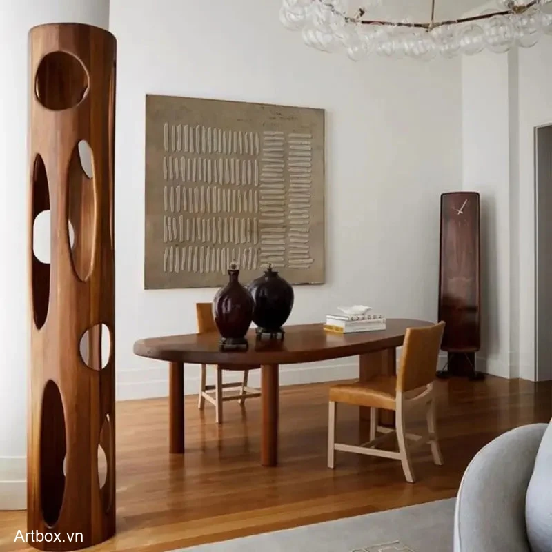 Giai Điệu Của Đường Nét – Tranh Sơn Acrylic Trừu Tượng Trừu tượng Nâu be Trang Trí Phòng khách, Phòng làm việc – Phong Cách Hiện Đại