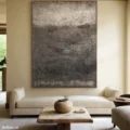 Bức Tranh Trầm Mặc – Tranh Sơn Acrylic Trừu Tượng Trừu tượng Xám Trang Trí Phòng khách, Phòng làm việc – Phong Cách Hiện Đại