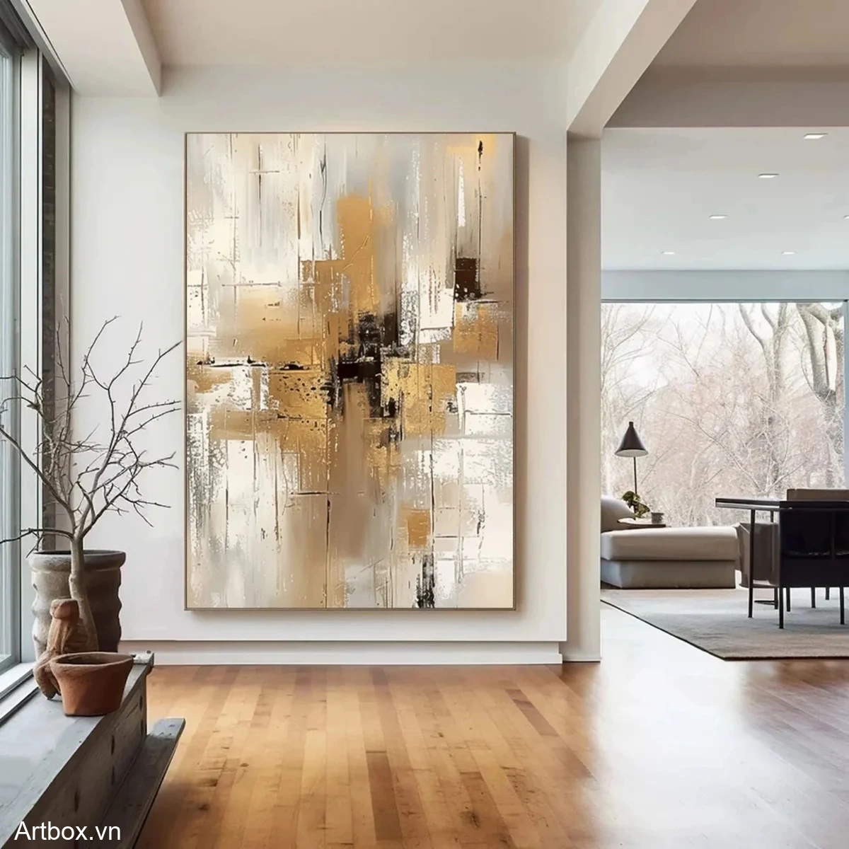 Hòa Quyện Ánh Sáng – Tranh Sơn Acrylic Trừu Tượng Trừu tượng Đa sắc Trang Trí Phòng khách, Phòng làm việc – Phong Cách Hiện Đại