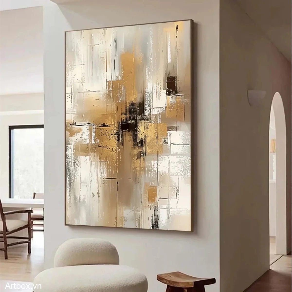 Hòa Quyện Ánh Sáng – Tranh Sơn Acrylic Trừu Tượng Trừu tượng Đa sắc Trang Trí Phòng khách, Phòng làm việc – Phong Cách Hiện Đại