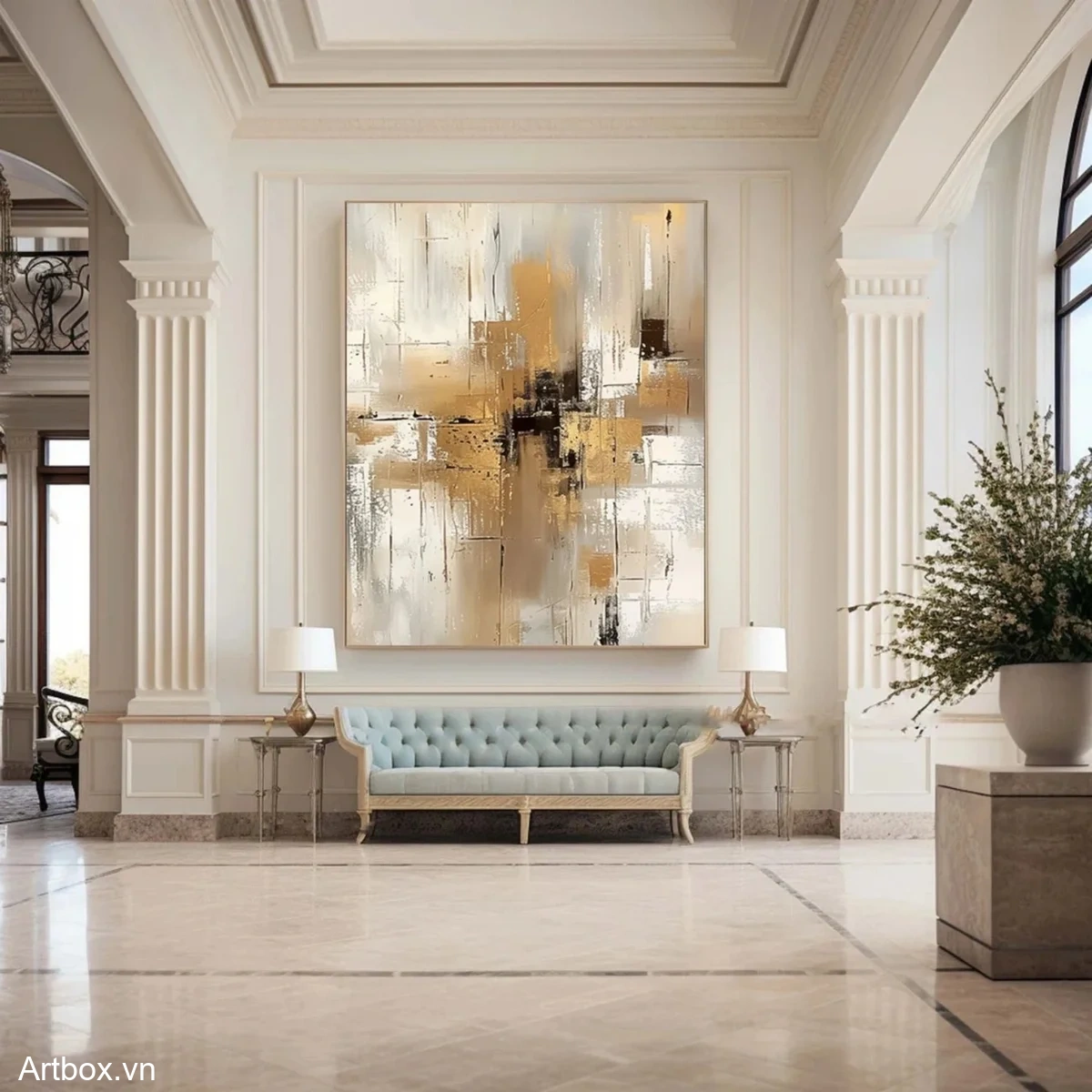 Hòa Quyện Ánh Sáng – Tranh Sơn Acrylic Trừu Tượng Trừu tượng Đa sắc Trang Trí Phòng khách, Phòng làm việc – Phong Cách Hiện Đại