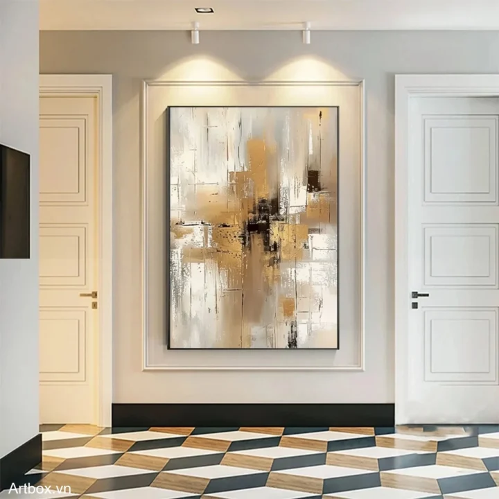 Hòa Quyện Ánh Sáng – Tranh Sơn Acrylic Trừu Tượng Trừu tượng Đa sắc Trang Trí Phòng khách, Phòng làm việc – Phong Cách Hiện Đại