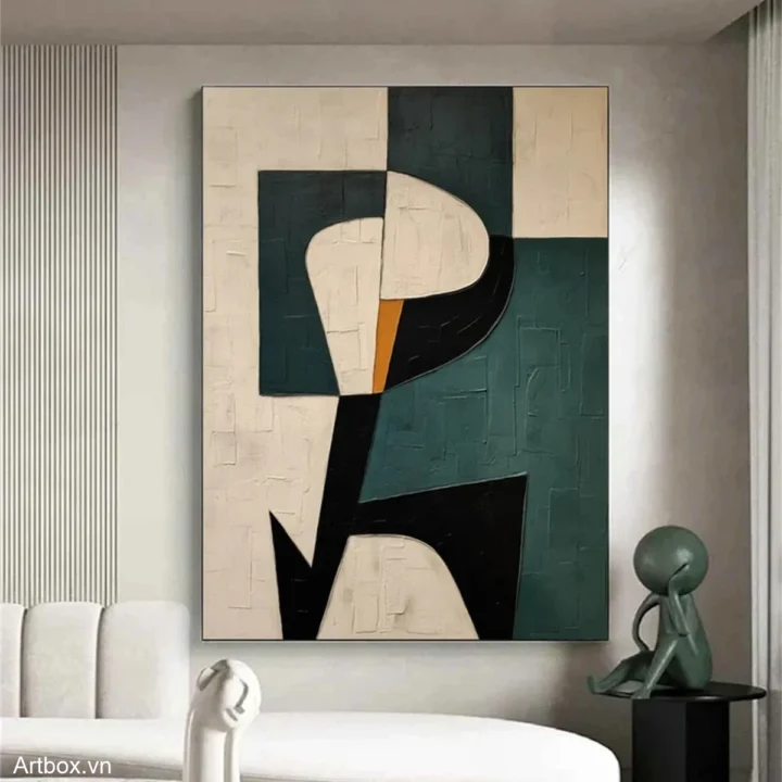 Hội Tụ Đường Nét – Tranh Sơn Acrylic Trừu Tượng Trừu tượng Đa sắc Trang Trí Phòng khách, Phòng làm việc – Phong Cách Hiện Đại