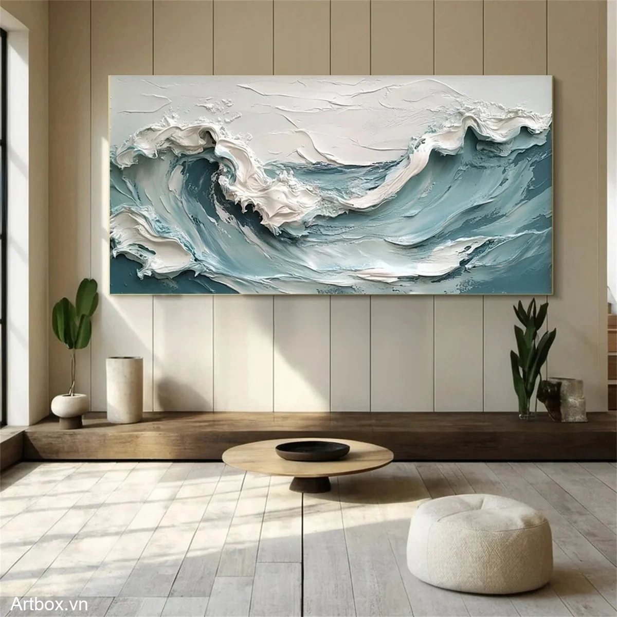 Sóng Biển Vĩnh Cửu – Tranh Sơn Acrylic Trừu Tượng Biển Xanh dương Trang Trí Phòng khách, Phòng ngủ – Phong Cách Hiện Đại