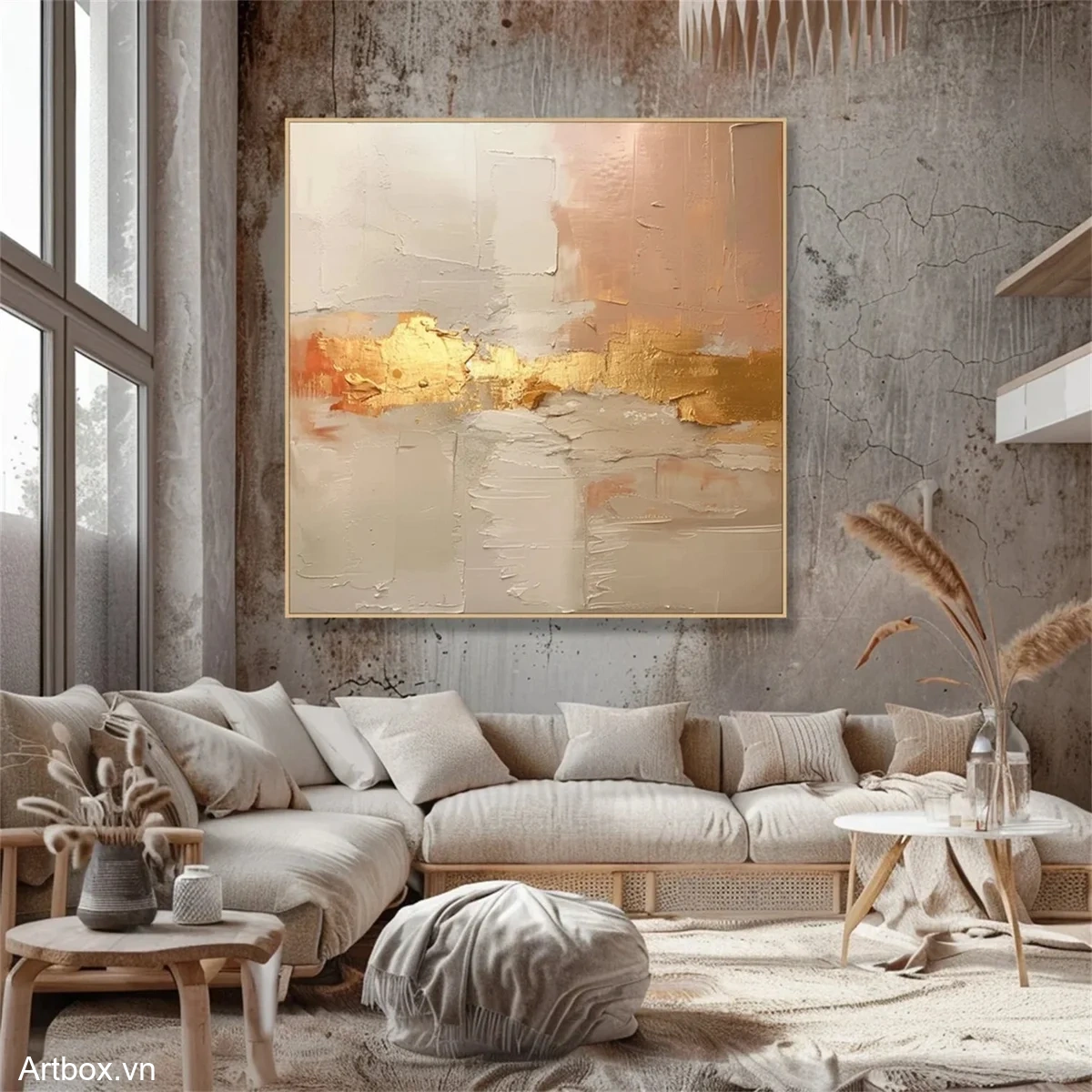 Hòa Quyện Ánh Sáng – Tranh Sơn Acrylic Trừu Tượng Trừu tượng Đa sắc Trang Trí Phòng khách, Phòng ngủ – Phong Cách Hiện Đại