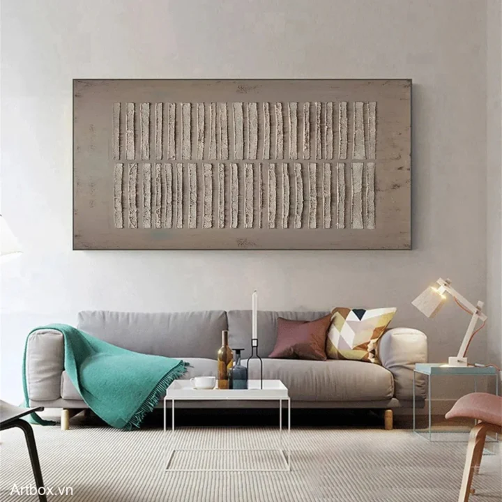 Hơi Thở Tự Nhiên – Tranh Sơn Acrylic Trừu Tượng Trừu tượng Nâu be Trang Trí Phòng khách, Phòng ngủ – Phong Cách Hiện Đại