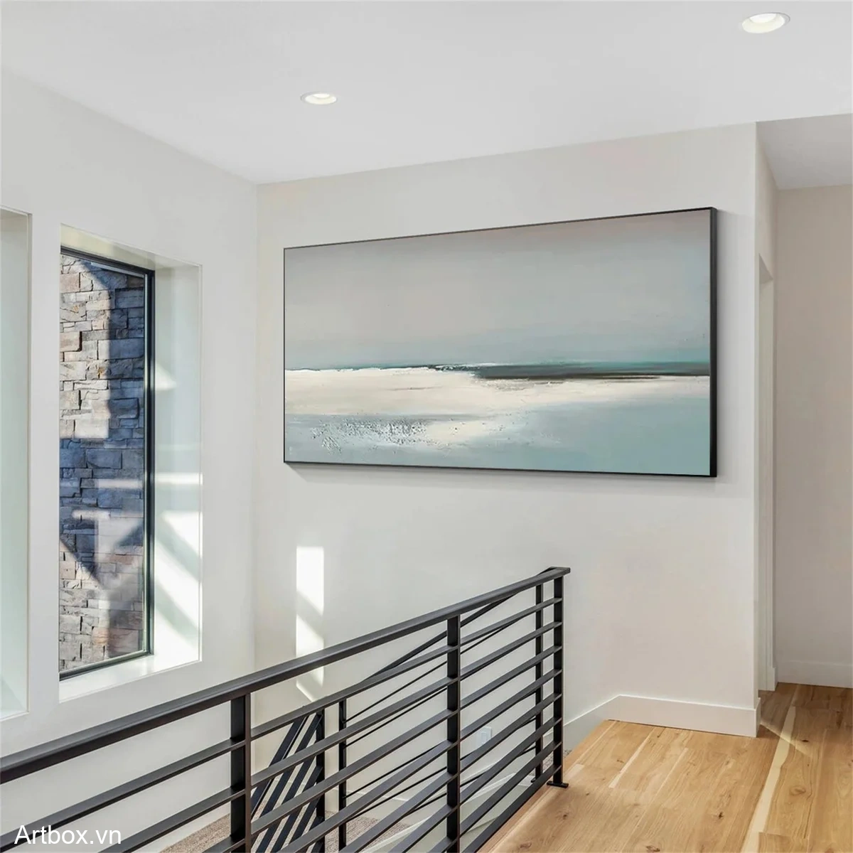 Bình Yên Giữa Biển Cả – Tranh Sơn Acrylic Trừu Tượng Biển Xanh da trời Trang Trí Phòng khách, Phòng ngủ – Phong Cách Hiện Đại