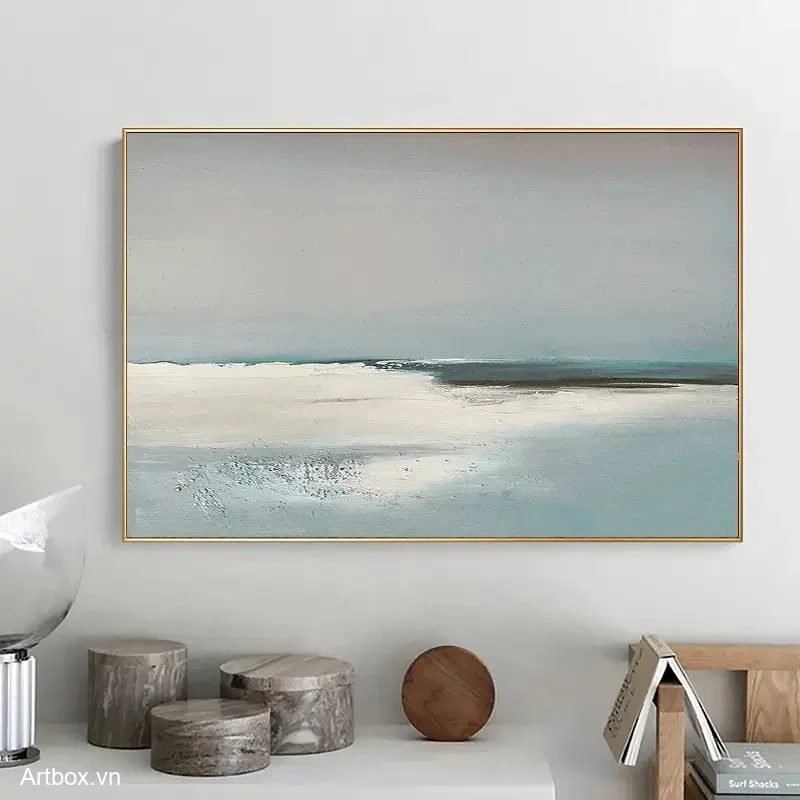 Bình Yên Giữa Biển Cả – Tranh Sơn Acrylic Trừu Tượng Biển Xanh da trời Trang Trí Phòng khách, Phòng ngủ – Phong Cách Hiện Đại
