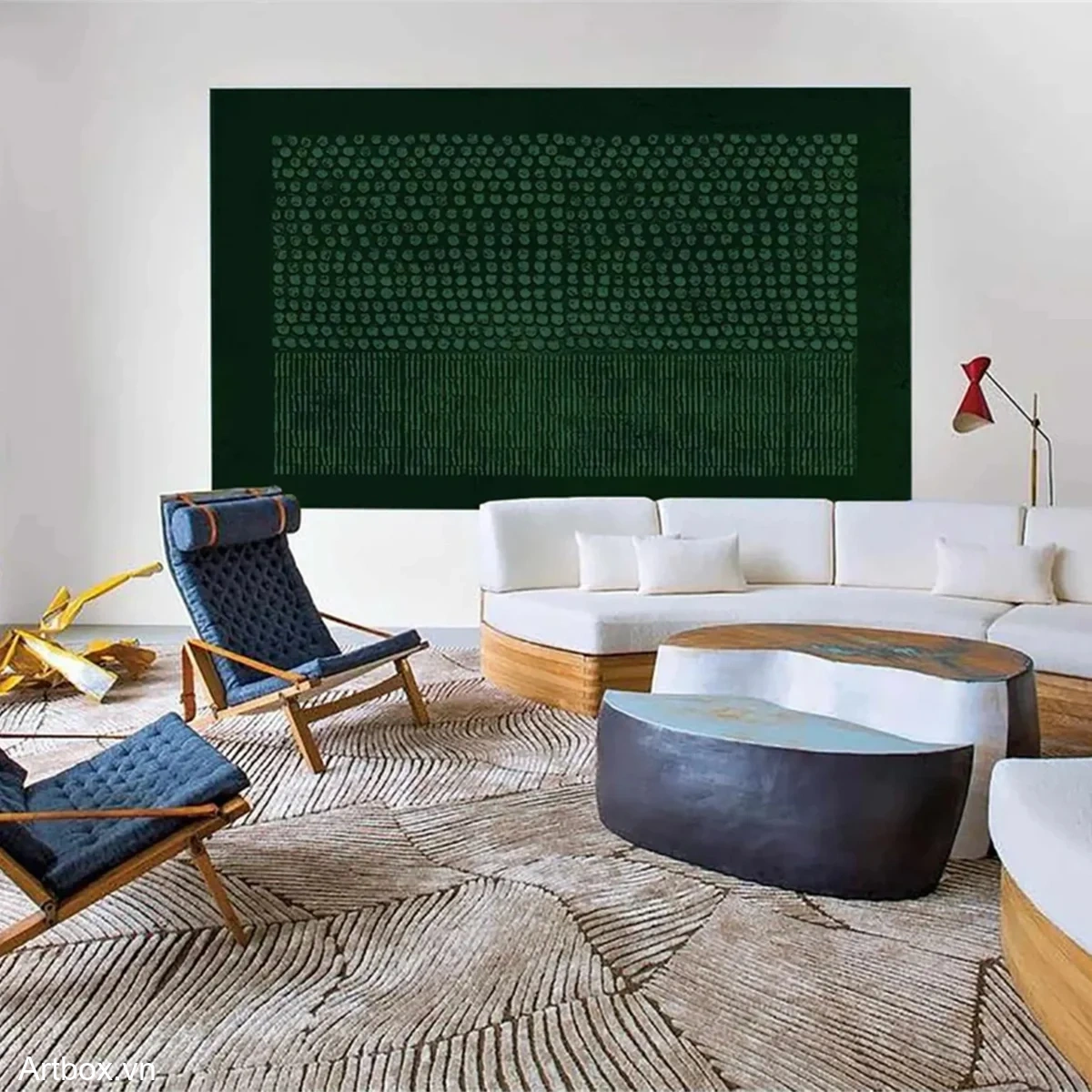 Hòa Nhạc Xanh – Tranh Sơn Acrylic Trừu Tượng Trừu tượng Xanh lá Trang Trí Phòng khách, Phòng làm việc – Phong Cách Hiện Đại