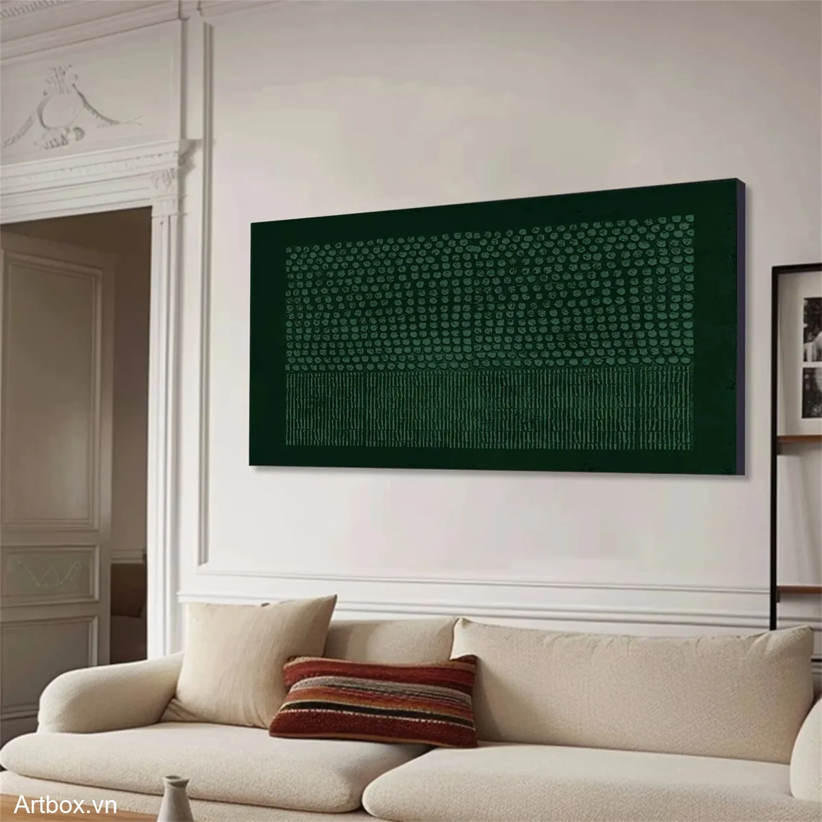 Hòa Nhạc Xanh – Tranh Sơn Acrylic Trừu Tượng Trừu tượng Xanh lá Trang Trí Phòng khách, Phòng làm việc – Phong Cách Hiện Đại