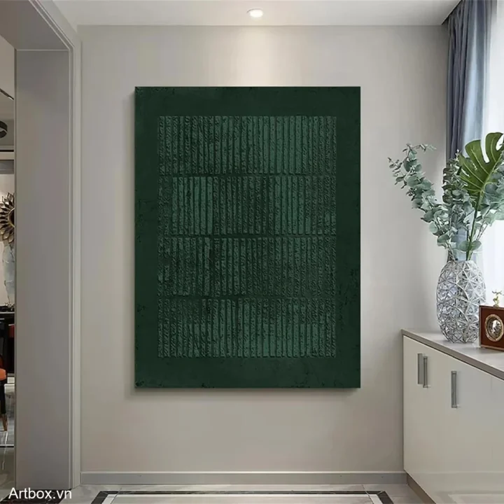 Hơi Thở Của Thiên Nhiên – Tranh Sơn Acrylic Trừu Tượng Minimal / Tối giản Xanh ngọc Trang Trí Phòng khách, Phòng làm việc – Phong Cách Hiện Đại