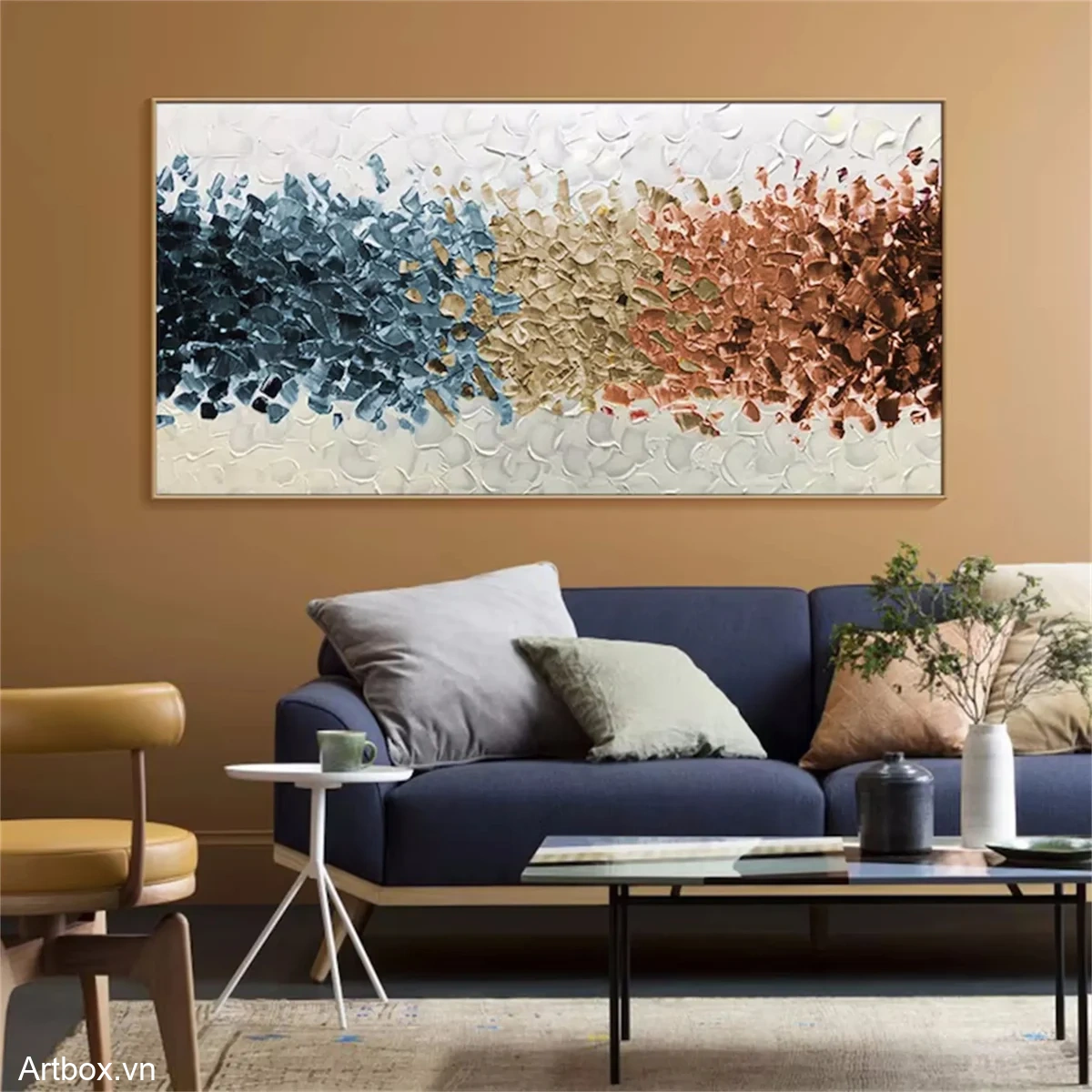 Hòa Quyện Màu Sắc – Tranh Sơn Acrylic Trừu Tượng Trừu tượng Đa sắc Trang Trí Phòng khách, Phòng làm việc – Phong Cách Hiện Đại