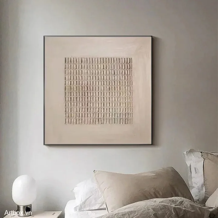 Mạch Nước Tĩnh Lặng – Tranh Sơn Acrylic Trừu Tượng Trừu tượng Nâu be Trang Trí Phòng ngủ, Phòng khách – Phong Cách Hiện Đại