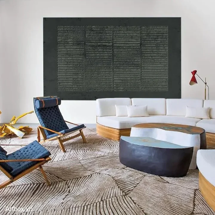 Vùng Tối Mờ – Tranh Sơn Acrylic Trừu Tượng Trừu tượng Xám Trang Trí Phòng khách, Phòng làm việc – Phong Cách Hiện Đại