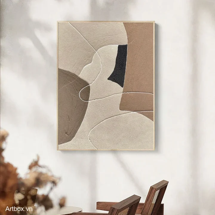 Hòa Quyện Đất Trời – Tranh Sơn Acrylic Trừu Tượng Trừu tượng Nâu be Trang Trí Phòng khách, Phòng ngủ – Phong Cách Hiện Đại