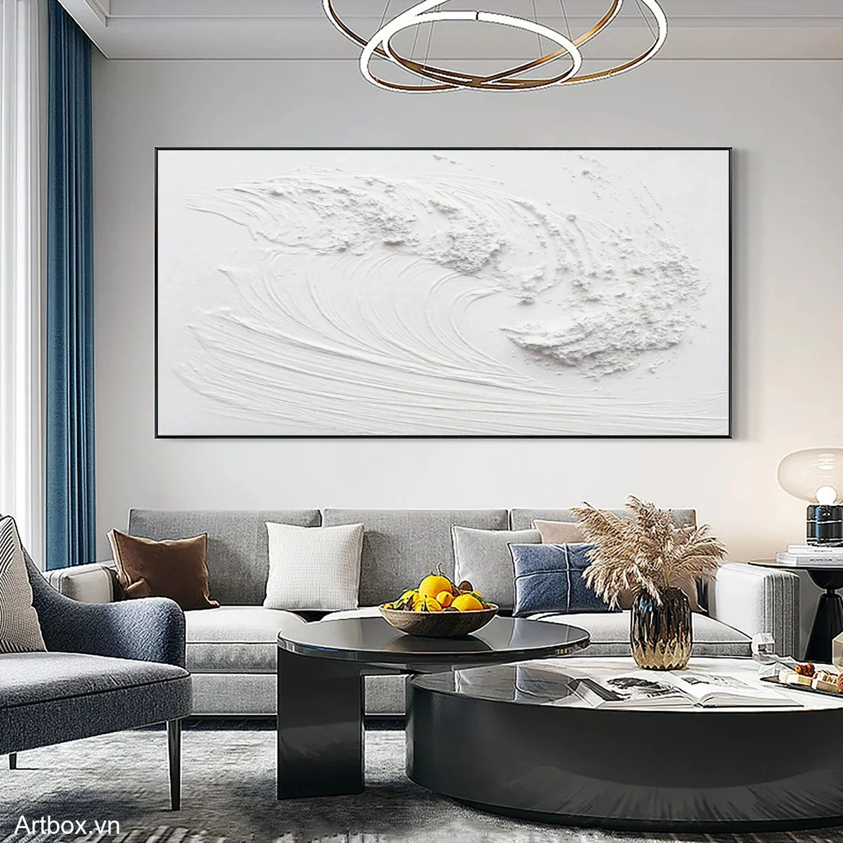 Dòng Chảy Tĩnh Lặng – Tranh Sơn Acrylic Trừu Tượng Trừu tượng Đa sắc Trang Trí Phòng khách, Phòng ngủ – Phong Cách Hiện Đại