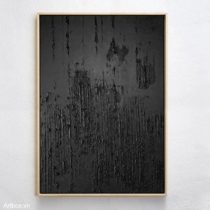 Bức Tường Đen Tĩnh Lặng – Tranh Sơn Acrylic Trừu Tượng Trừu tượng Đa sắc Trang Trí Phòng khách, Phòng làm việc – Phong Cách Hiện Đại
