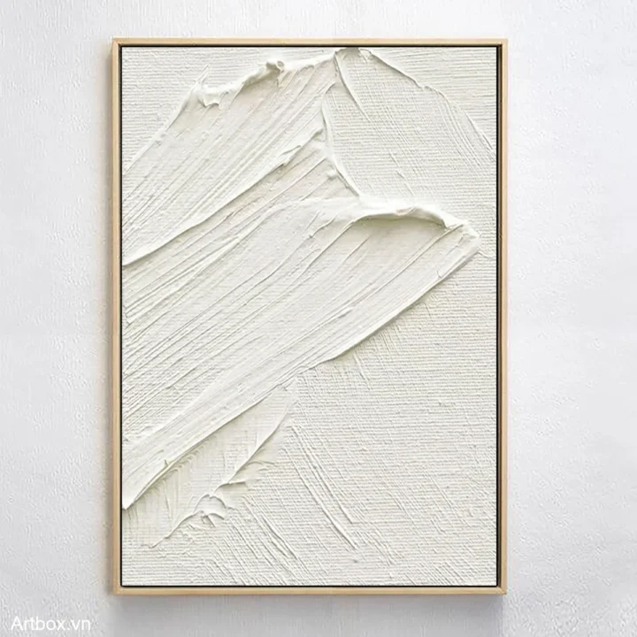 Hơi Thở Của Trắng – Tranh Sơn Acrylic Trừu Tượng Minimal / Tối giản Đa sắc Trang Trí Phòng khách, Phòng ngủ – Phong Cách Hiện Đại