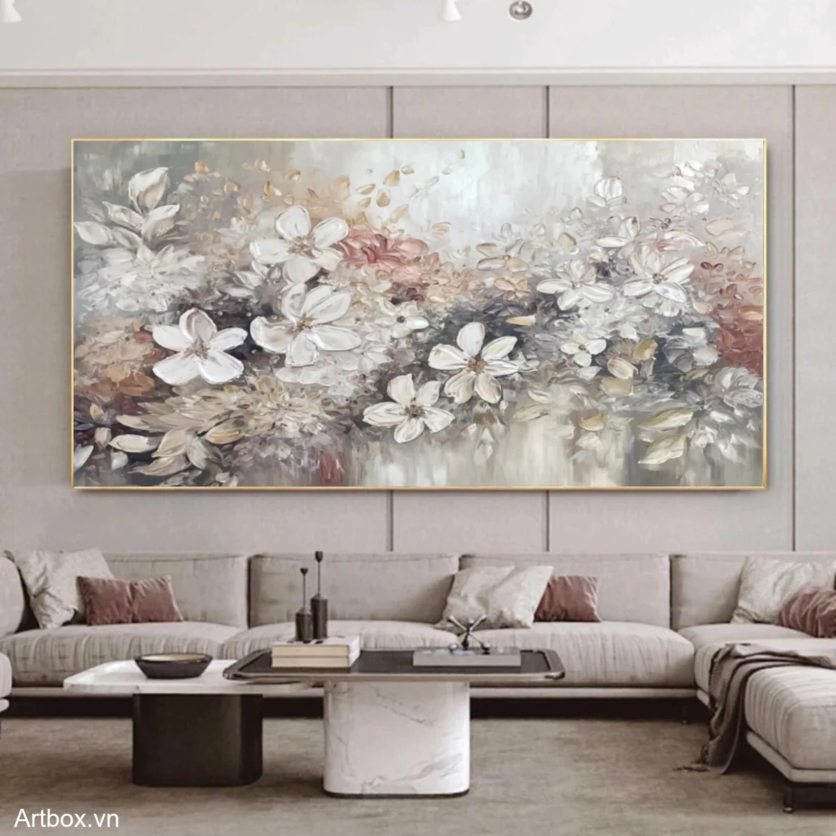 Vườn Hoa Ngọt Ngào – Tranh Sơn Acrylic Trừu Tượng Hoa Đa sắc Trang Trí Phòng khách, Phòng ngủ – Phong Cách Hiện Đại