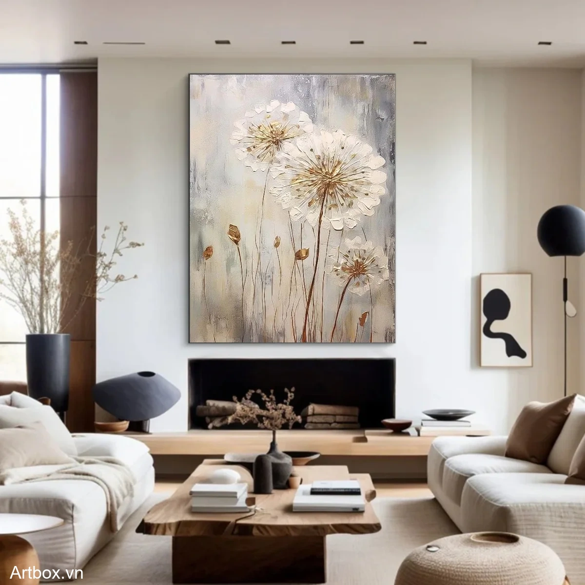 Khúc Hòa Ca Của Hoa Trắng – Tranh Sơn Acrylic Trừu Tượng Hoa Đa sắc Trang Trí Phòng khách, Phòng ngủ – Phong Cách Hiện Đại