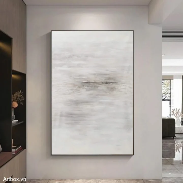 Hòa Quyện Tĩnh Lặng – Tranh Sơn Acrylic Trừu Tượng Trừu tượng Xám Trang Trí Phòng khách, Phòng ngủ – Phong Cách Hiện Đại