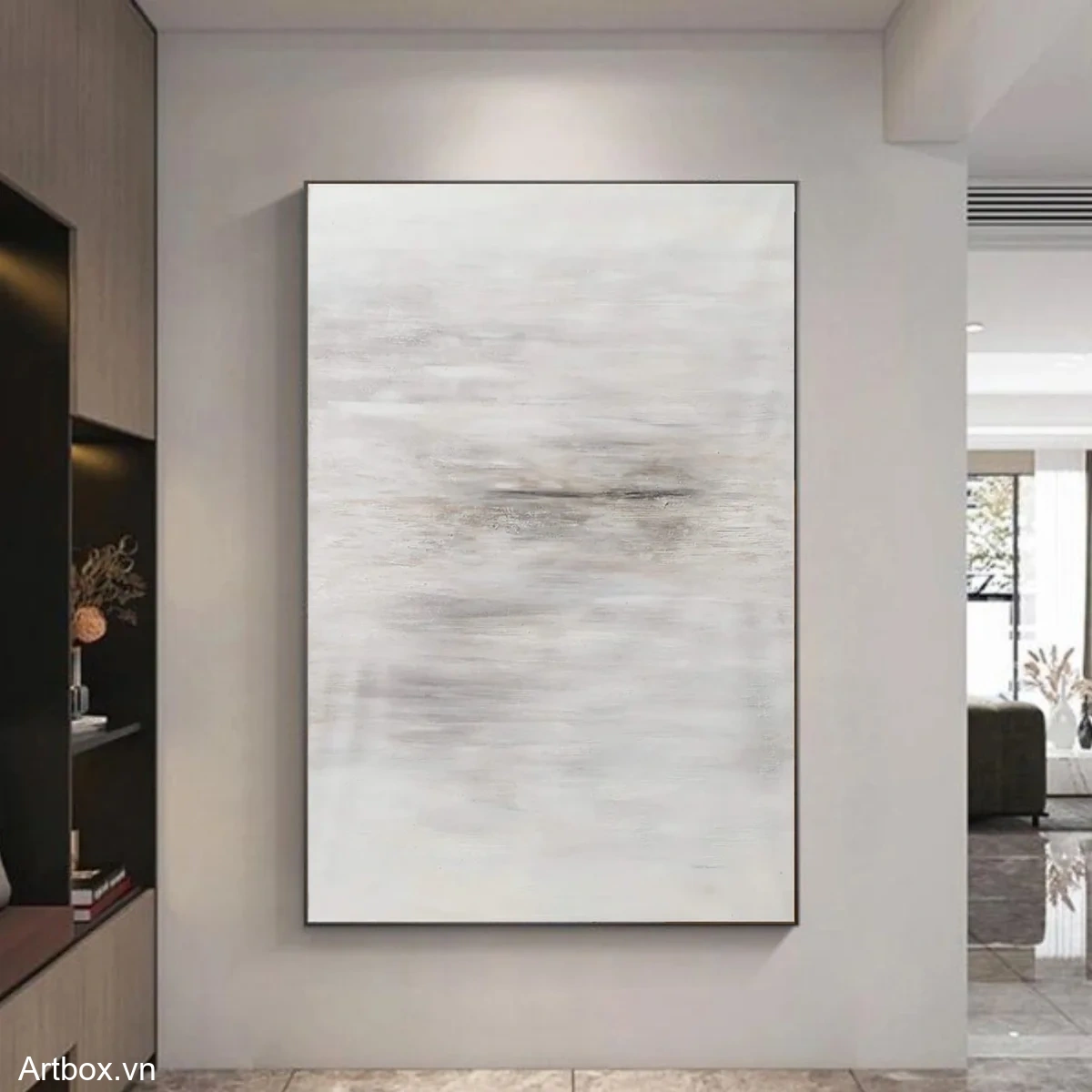 Hòa Quyện Tĩnh Lặng – Tranh Sơn Acrylic Trừu Tượng Trừu tượng Xám Trang Trí Phòng khách, Phòng ngủ – Phong Cách Hiện Đại