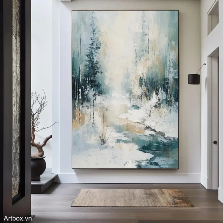 Hơi Thở Của Thiên Nhiên – Tranh Sơn Acrylic Trừu Tượng Phong cảnh Xanh dương Trang Trí Phòng khách, Phòng ngủ – Phong Cách Hiện Đại