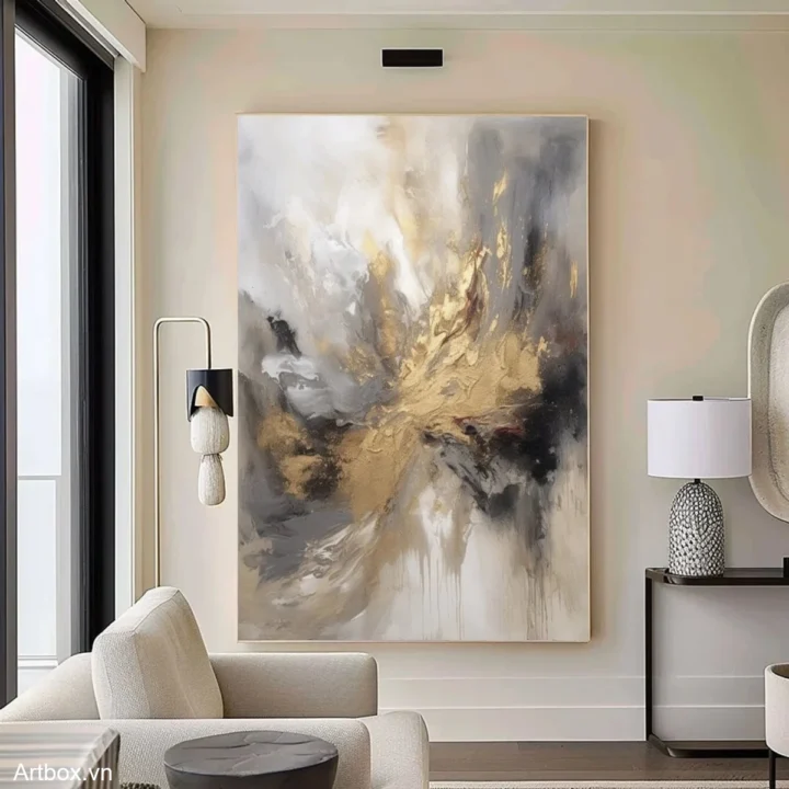 Hành Trình Vô Tận – Tranh Sơn Acrylic Trừu Tượng Trừu tượng Đa sắc Trang Trí Phòng khách, Phòng làm việc – Phong Cách Hiện Đại