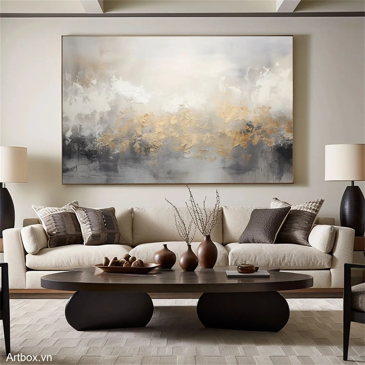 Sắc Vàng Trên Nền Xám – Tranh Sơn Acrylic Trừu Tượng Trừu tượng Đa sắc Trang Trí Phòng khách, Phòng làm việc – Phong Cách Hiện Đại Sắc Vàng Trên Nền Xám – Tranh Sơn Acrylic Trừu Tượng Trừu tượng Đa sắc Trang Trí Phòng khách, Phòng làm việc – Phong Cách Hiện Đại